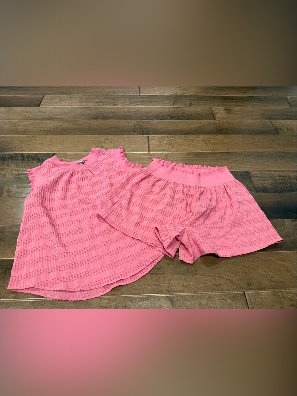 Voy Women’s Pink Eyelet Shorts and Sleeveless Top